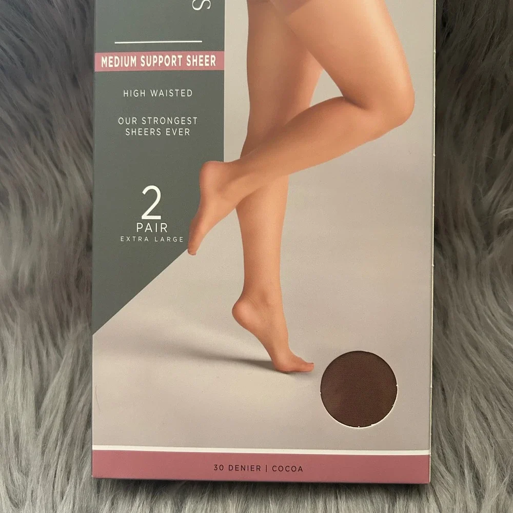 Silk Impressions Medium Support Sheer Tights‎ Women Size XL Cocoa High Waisted